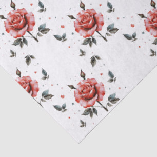Watercolor Roses Botanical Pattern Tissue Paper