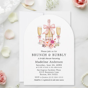 Watercolor Roses Bridal Shower Brunch Pink Bow Invitation
