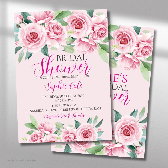 Watercolor Roses Bridal Shower Invitation (Creator Uploaded)