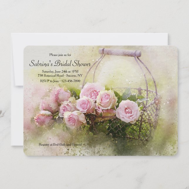 Watercolor Roses Bridal Shower Invitation (Front)