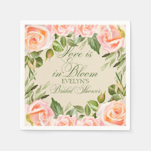 Watercolor Roses Bridal Shower Napkin