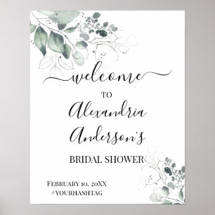 Watercolor Roses Bridal Shower Welcome Sign