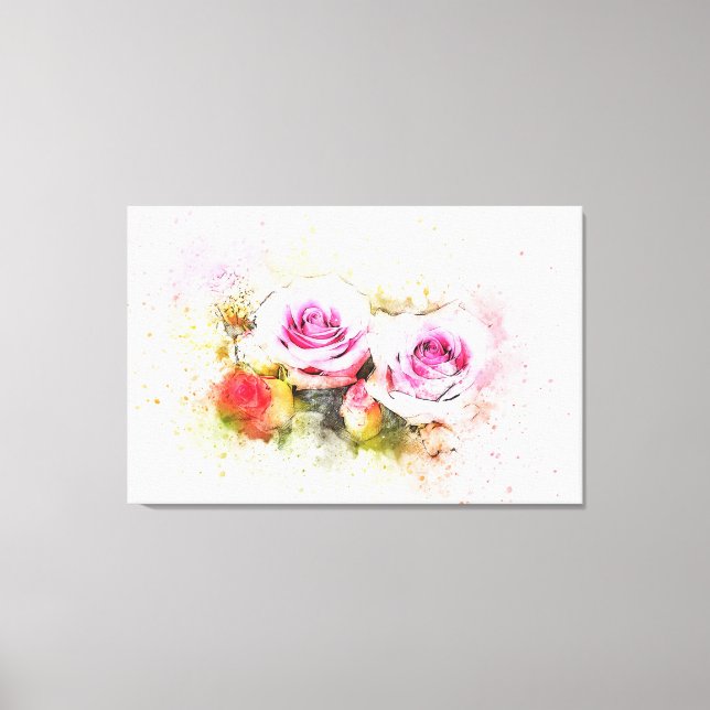 Watercolor Roses Canvas Print (Front)