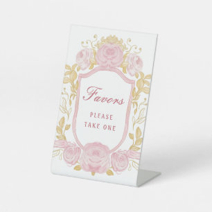 Watercolor Roses Crest Favours Pedestal Sign