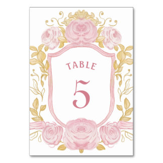 Watercolor Roses Crest Table Number