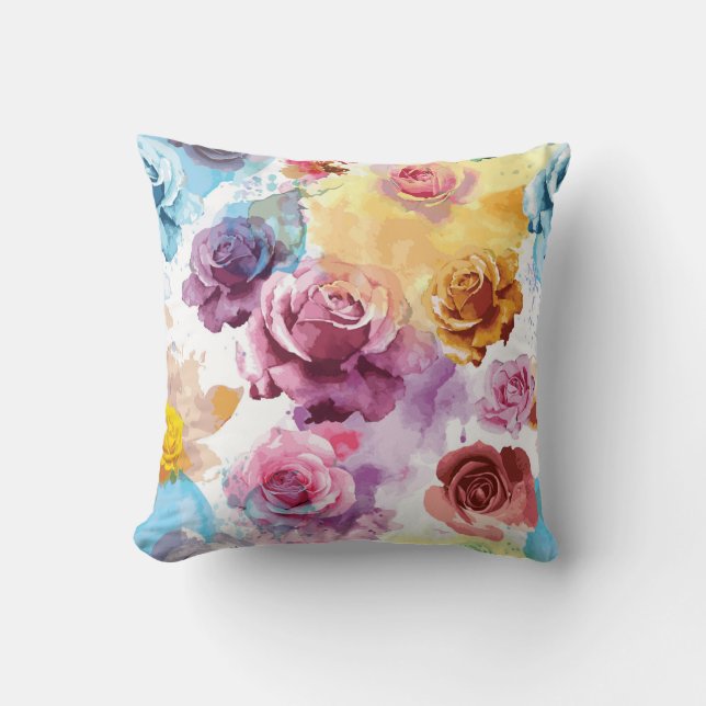 Watercolor Roses Cushion (Front)