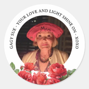 Watercolor Roses Custom Photo In loving Memory Classic Round Sticker