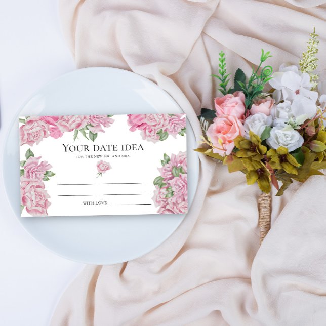 Watercolor roses - Date night ideas \ Date jar Enclosure Card (Creator Uploaded)