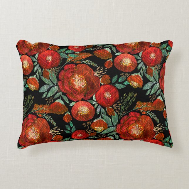 Watercolor, roses. decorative cushion (Front)