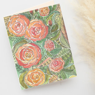 Watercolor Roses Floral Blank Card