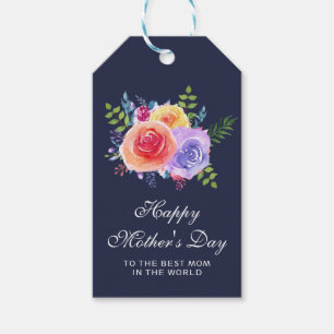 Watercolor Roses Floral Bouquet Mother's Day Gift Tags
