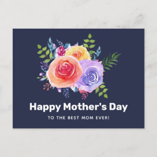 Watercolor Roses Floral Bouquet Mother's Day Postcard