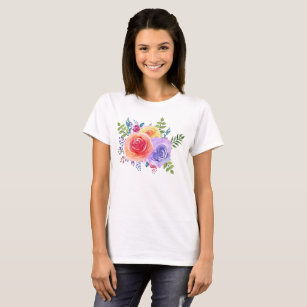 Watercolor Roses Floral Bouquet T-Shirt