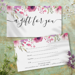 Watercolor Roses Floral Gift Certificate