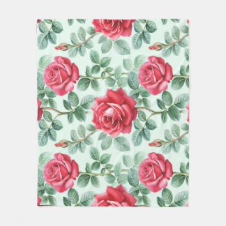 Watercolor Roses: Floral Seamless Illustration. Fleece Blanket