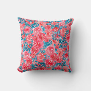Watercolor Roses Floral Tapestry Cushion