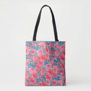 Watercolor Roses Floral Tapestry Tote Bag