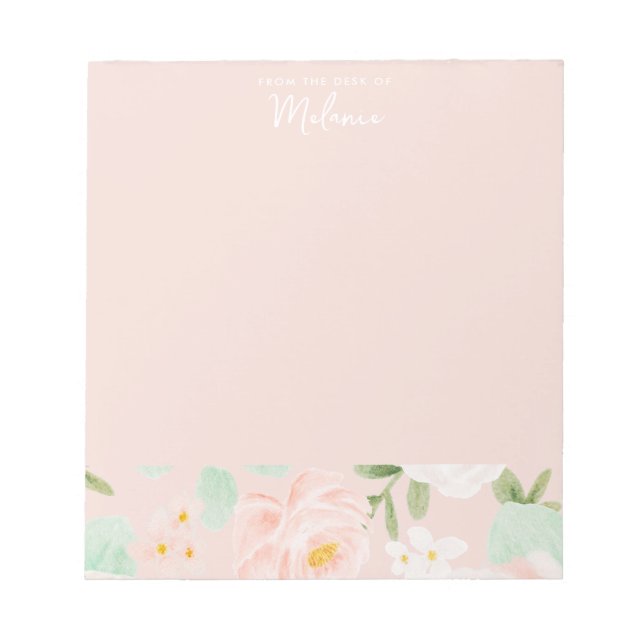 Watercolor Roses Flowers in Pink and Peach Notepad (Front)