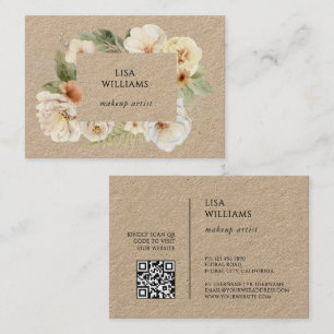 Watercolor Roses Frame Kraft Business Card