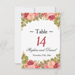 Watercolor Roses & Glitter Reception Table Cards