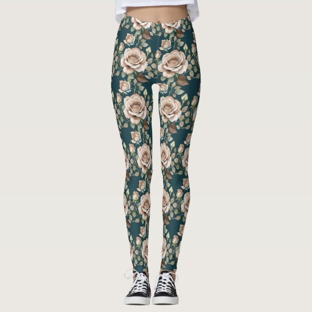 Watercolor Roses In Pale Shades  Leggings (Front)