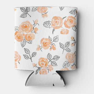 Watercolor Roses: Ink White Background Can Cooler
