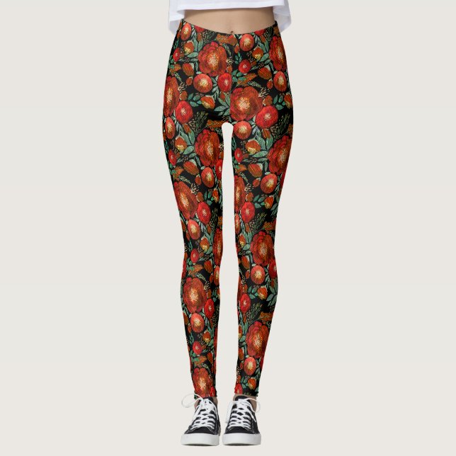 Watercolor, roses. leggings (Front)