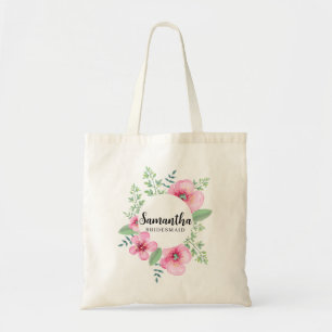 Watercolor Roses Minimalist Bridesmaid Tote Bag