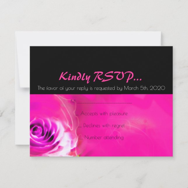 WATERCOLOR ROSES NEON Bat Mitzvah RSVP Card (Front)