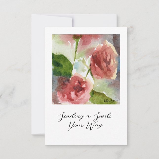watercolor roses note card (Front)