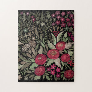 Watercolor roses on a black background, watercolor jigsaw puzzle