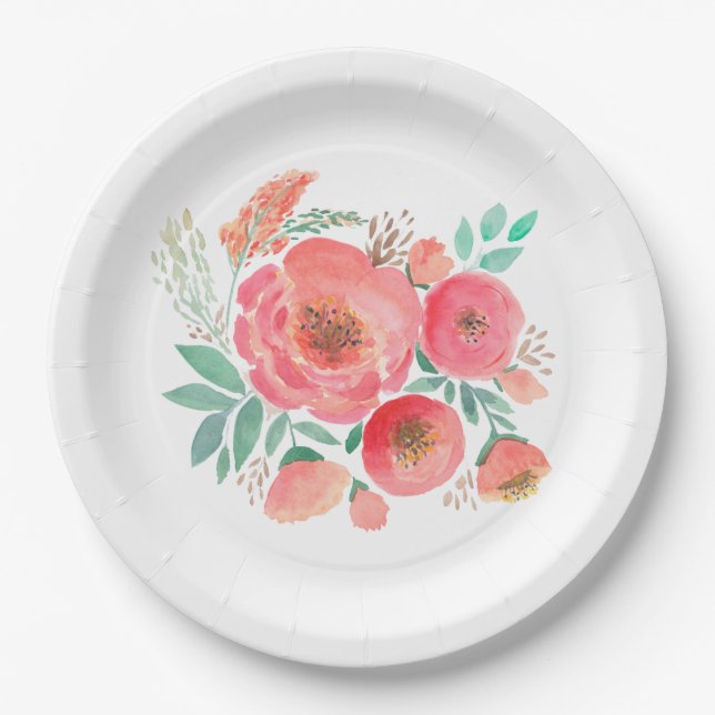 Watercolor, roses. paper plate (Front)