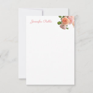 Watercolor Roses Pastel Colours Handwritten Text Card