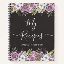Watercolor Roses Personalised Script Family Recipe