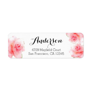 Watercolor Roses Return Address Label
