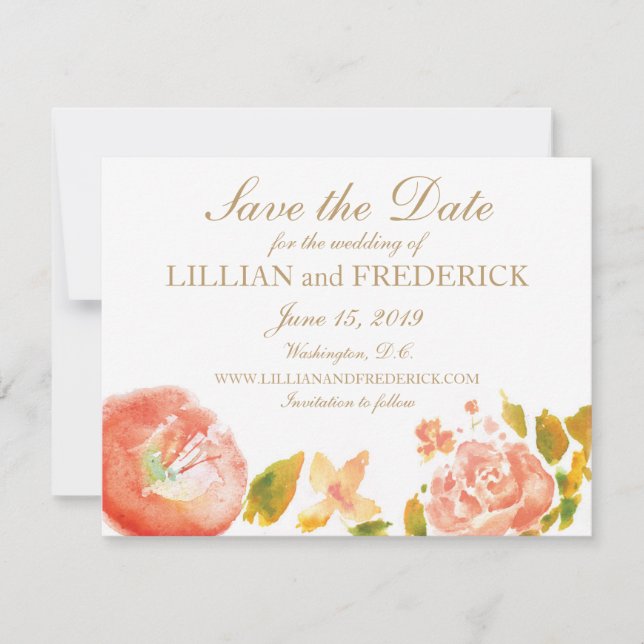 Watercolor Roses Save the Date (Front)