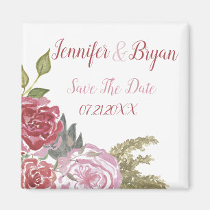 Watercolor Roses Save The Date Magnet