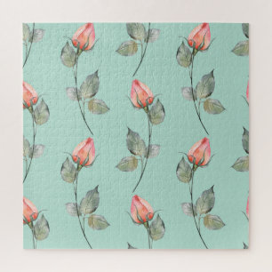Watercolor Roses: Spring Floral Seamless Jigsaw Puzzle