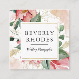 Watercolor Roses Square Business Card