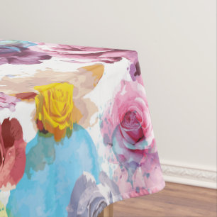 Watercolor Roses Tablecloth