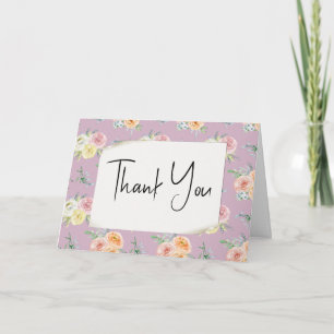 Watercolor Roses Thank You   Card