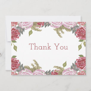 Watercolor Roses Thank You Card