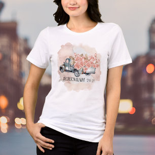 Watercolor Roses Vintage Truck Bible Verse Tri-Blend Shirt