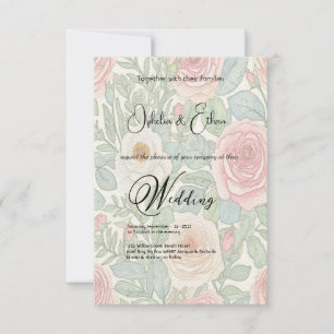 Watercolor Roses, Wedding Invitation