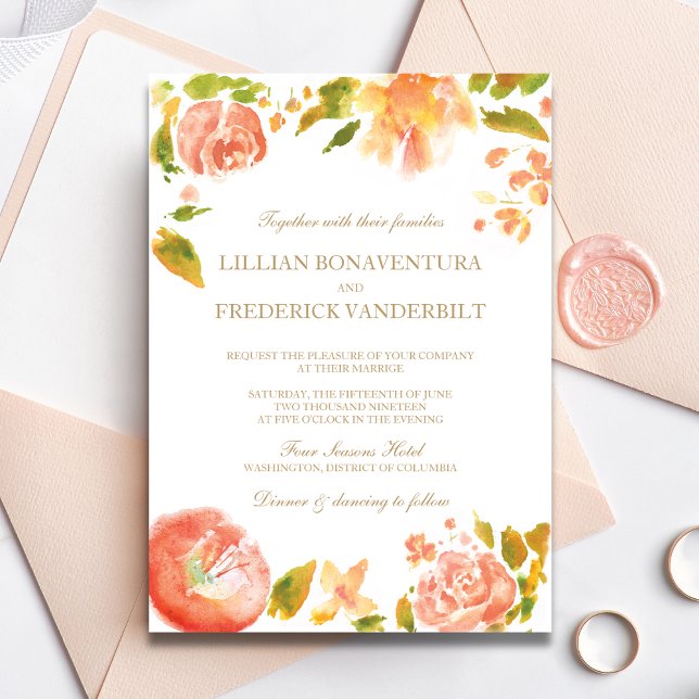 Watercolor Roses Wedding Invitation (Creator Uploaded)