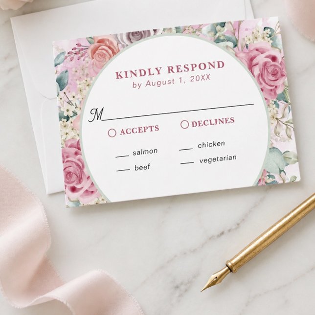 Watercolor Roses Wedding Response Card (Creator Uploaded)