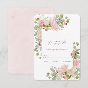 Watercolor Roses Wedding RSVP Card