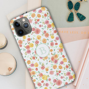 Watercolor Roses with Monogram