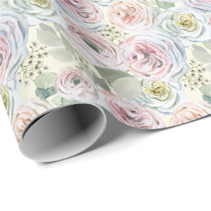Watercolor roses yellow  wrapping paper