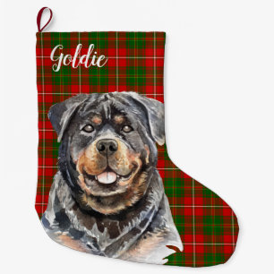 Watercolor Rottweiler Dog Personalised Large Christmas Stocking